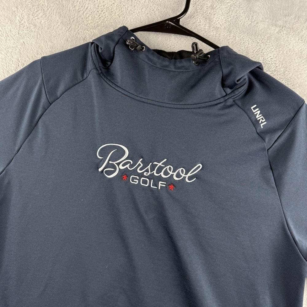 Barstool Golf UNRL Hoodie Mens Medium Navy Blue Performance Pullover Sweatshirt